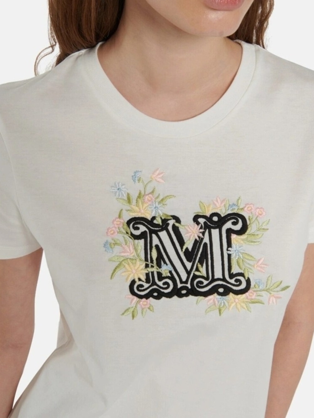 Max Mara Sacha - T-Shirt with M Monogram White 01150